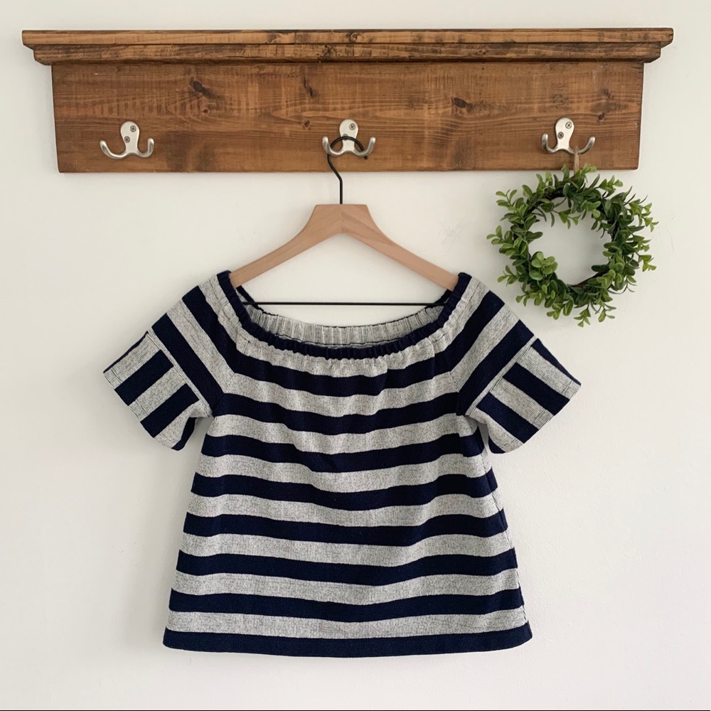 Madewell Navy and Gray Striped Blouse